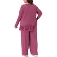thumbnail image 3 of Conjuntos de 2 piezas para mujer Agnes Orinda, blusa de manga larga y pantalones de pierna ancha 2X color rojo rosa, 3 of 6