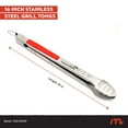 thumbnail image 3 of 16" Extra-Long Stainless Steel Grill Tongs – Premium Locking BBQ Tongs for Grilling, Cooking, Barbecue, Tailgating – Easy Grip with Hanging Hook, Model 530-0103P, 3 of 6