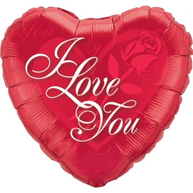 Globo de aluminio en forma de corazón de 18 pulgadas nuevo diseño de globo de amor con impresión de boda del Día de San Valentín occidental I LOVE YOU