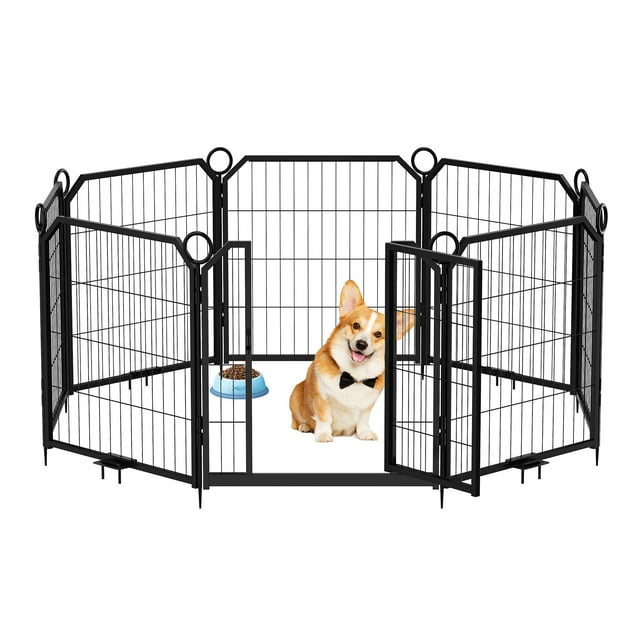 Yiwa Parc pour Chien Intérieur et Extérieur, Clôture en Métal avec Portail et Portes, Conception Robuste Antirouille, Caisse d'Exercice Idéale pour Animaux de Compagnie pour Cour, Jardin, Camping Ou Sorties en VR