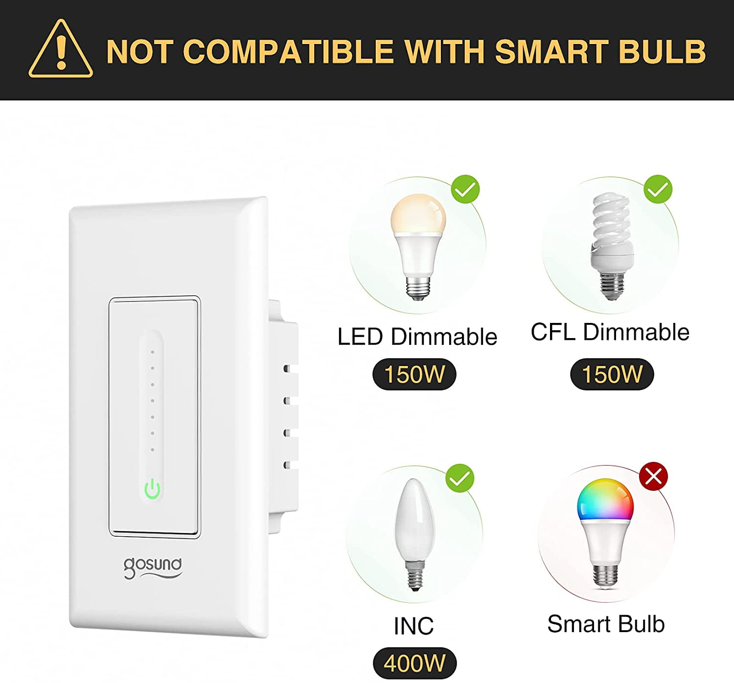 Gosund Smart Dimmer Switch WiFi Wall Light Switch Work With Alexa Google Home