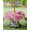thumbnail image 4 of Fsddascl Marble Pink Outdoor Tablecloth - 60 Inch Round Dining Table Cover, Abstract Artwork Luxury Golden Modern Waterproof Outdoor Table Cloth with Umbrella Hole & Zipper for Picnic/Patio/Party, 4 of 7