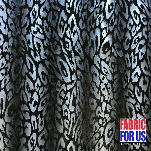 Leopard Spots in Waves Polyester Stretch Fabric Black / Silver 58" Wide L-667-J
