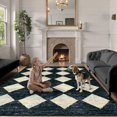 thumbnail image 4 of Lahome Machine Washable Area Rugs for Bedroom Aesthetic, 4x6 Soft Living Room Area Rug Non Slip Entryway Rugs, Moroccan Trellis Printed Black and Whi, 4 of 9