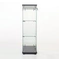 thumbnail image 5 of 3-Shelf Glass Display Cabinet with Double Door & Lock, Standing Tempered Glass Display Shelf for Collectibles, Floor Standing Bookshelf with Non-slip Caps, Suitable for Living Room, Office, Black, 5 of 9