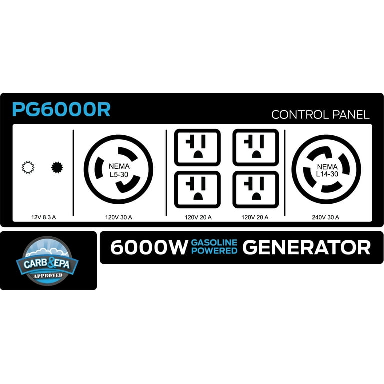 Pulsar 6000 Watt Gas Power Portable Generator CARB