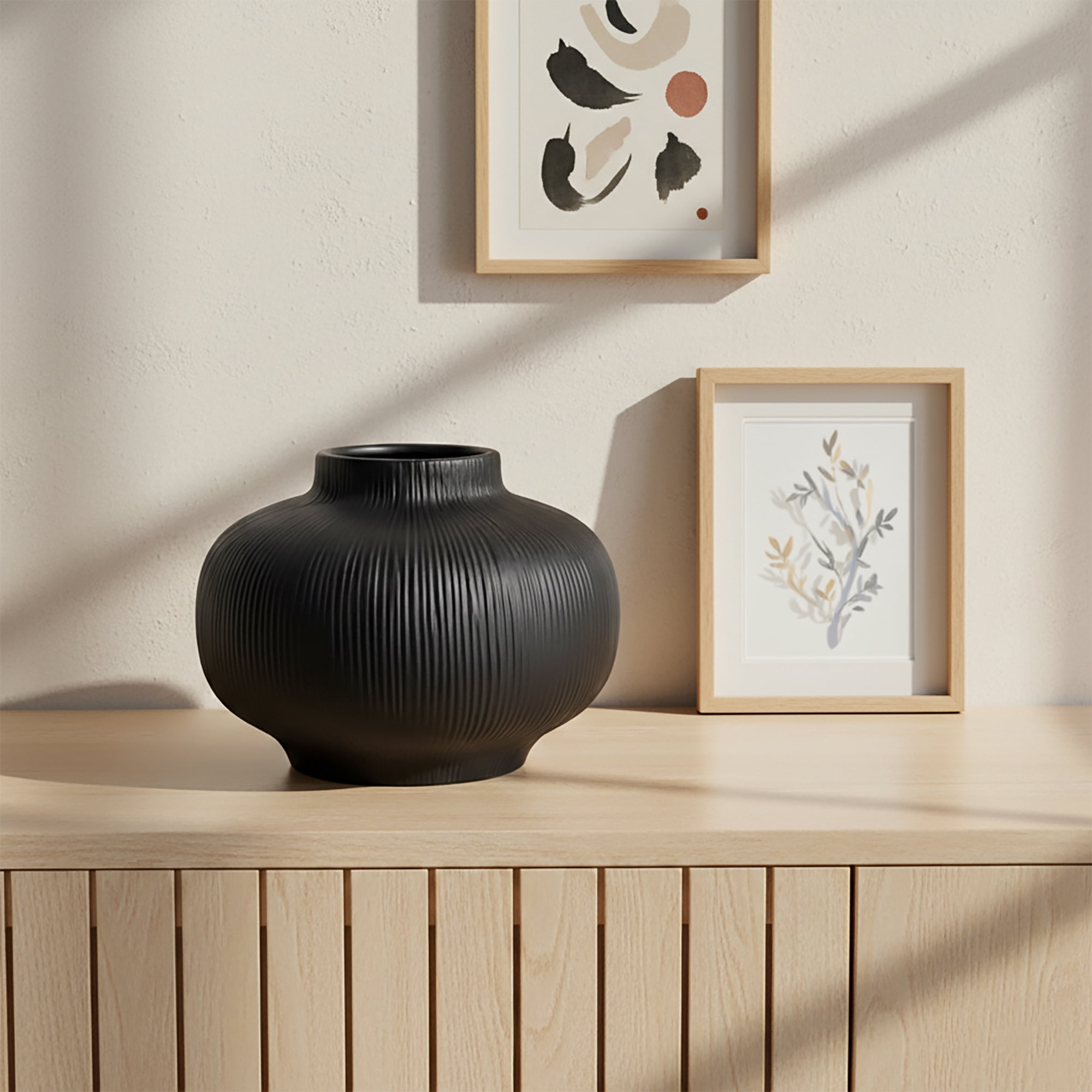 Better Homes & Gardens Soft Curve Black Ceramic Decorative Vase, 6"