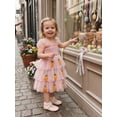 thumbnail image 4 of Loicainy Toddler Kids Little Girl Easter Dress 12 18 24 Months 2T 3T 4T 5T 6T Casual A Line Carrot Patch Star Smocked Flying Sleeve Ruffled Mesh Dresses, 4 of 9