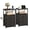 Black, variant on Tomnk Nightstand with Charging Station, Bedside Table with USB Ports and Outlet, End Table Side Table with 3 Fabric Drawers and Storage Shelf, Bed Side Table for Bedroom, Brown