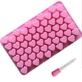 thumbnail image 1 of Mini moldes de silicona con forma de corazón para gomitas, chocolate, paquete de moldes de silicona para pasteles para hornear, 55 cavidades, moldes para hielo con 1 gotero adicional, color rosa, 1 of 8
