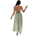 thumbnail image 3 of Vestido casual con cuello en V profundo para mujer, vestido largo con estampado floral sin espalda y abertura para fiesta en la playa, verde claro, XXL, 3 of 6
