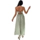 thumbnail image 3 of Vestido casual con cuello en V profundo para mujer, vestido largo con estampado floral sin espalda y abertura para fiesta en la playa, verde claro, XL, 3 of 6