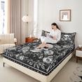 thumbnail image 4 of Homewish Boys Girls Gothic Skull 4 Pieces Queen Sheet Sets,Chic Floral Flowers Ultra Soft Flat Sheet,Bohemian Starry Sky Queen Fitted Sheet,Microfiber Bedroom Decor, 4 of 7