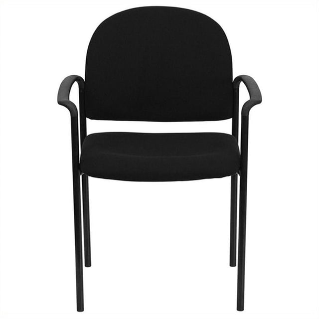 Kingfisher Lane Stackable Side Guest Chair in Black with Arms