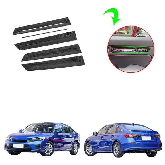 OUBOLUN ABS Imitate Carbon Fiber Black 4 PCS/Set Inner Door Molding Trims Streamer For Honda 11th Gen Civic 2022 Body Kits Car Interior Decorative Sticker