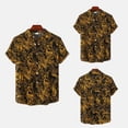 thumbnail image 2 of Mens Pique Shirts Fashion Large Size Lapel Button Short Sleeve Printed Mens Graphic T-Shirts,Gold,2XL, 2 of 7