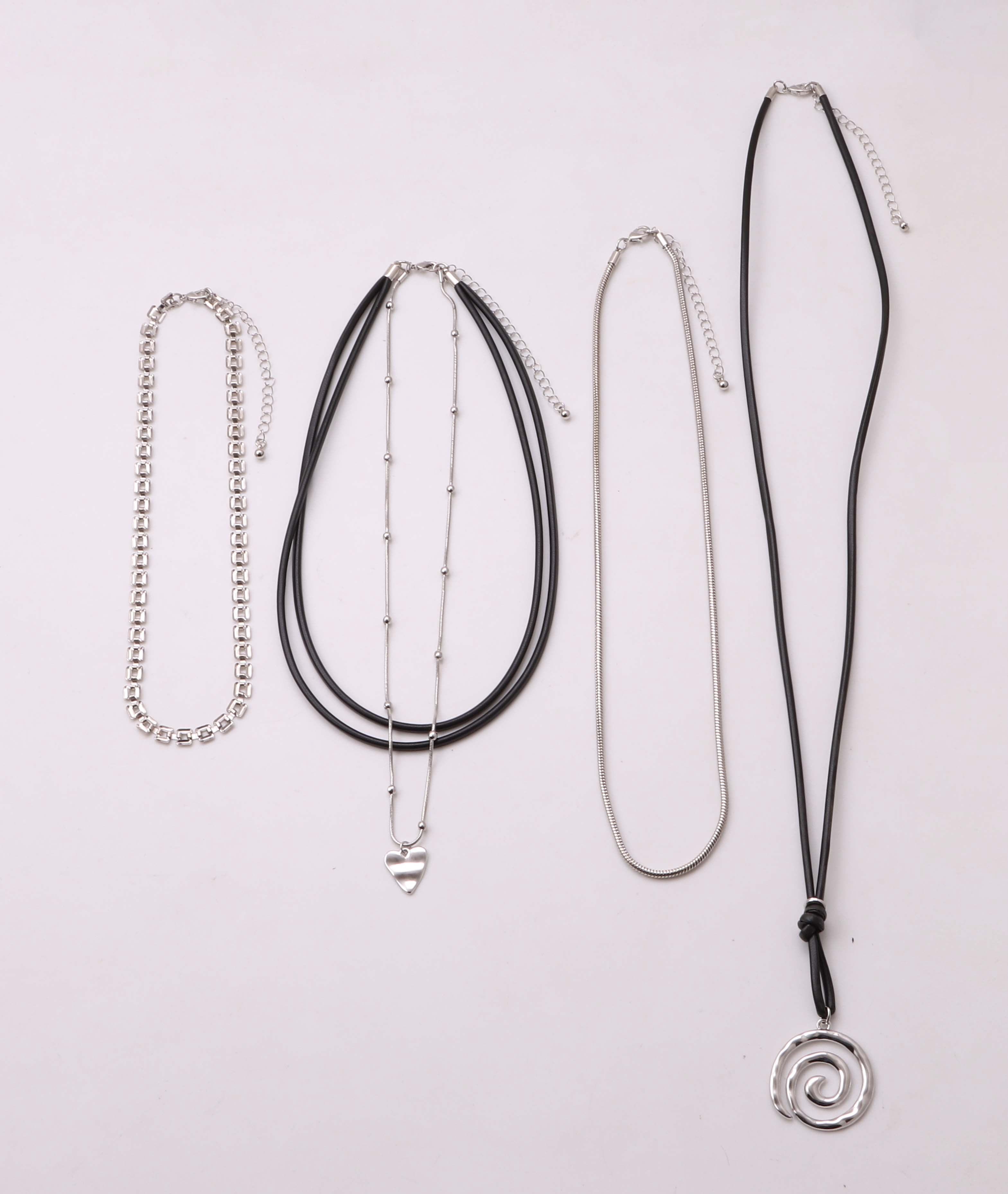 No Boundaries Silver Tone & Cord Layered Necklace Woman's