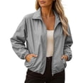 thumbnail image 4 of akafmk Womens Waterproof Rain Jacket Lightweights Windbreaker Zip Up Collar Jacket with Pockets for Travel Hiking, 4 of 8