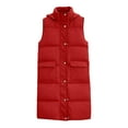 thumbnail image 5 of ZHYou Long Puffer Vest for Women Quilted Hooded Vest Padded Sleeveless Coat Jackets with Pockets,Red,Size:XL, 5 of 7