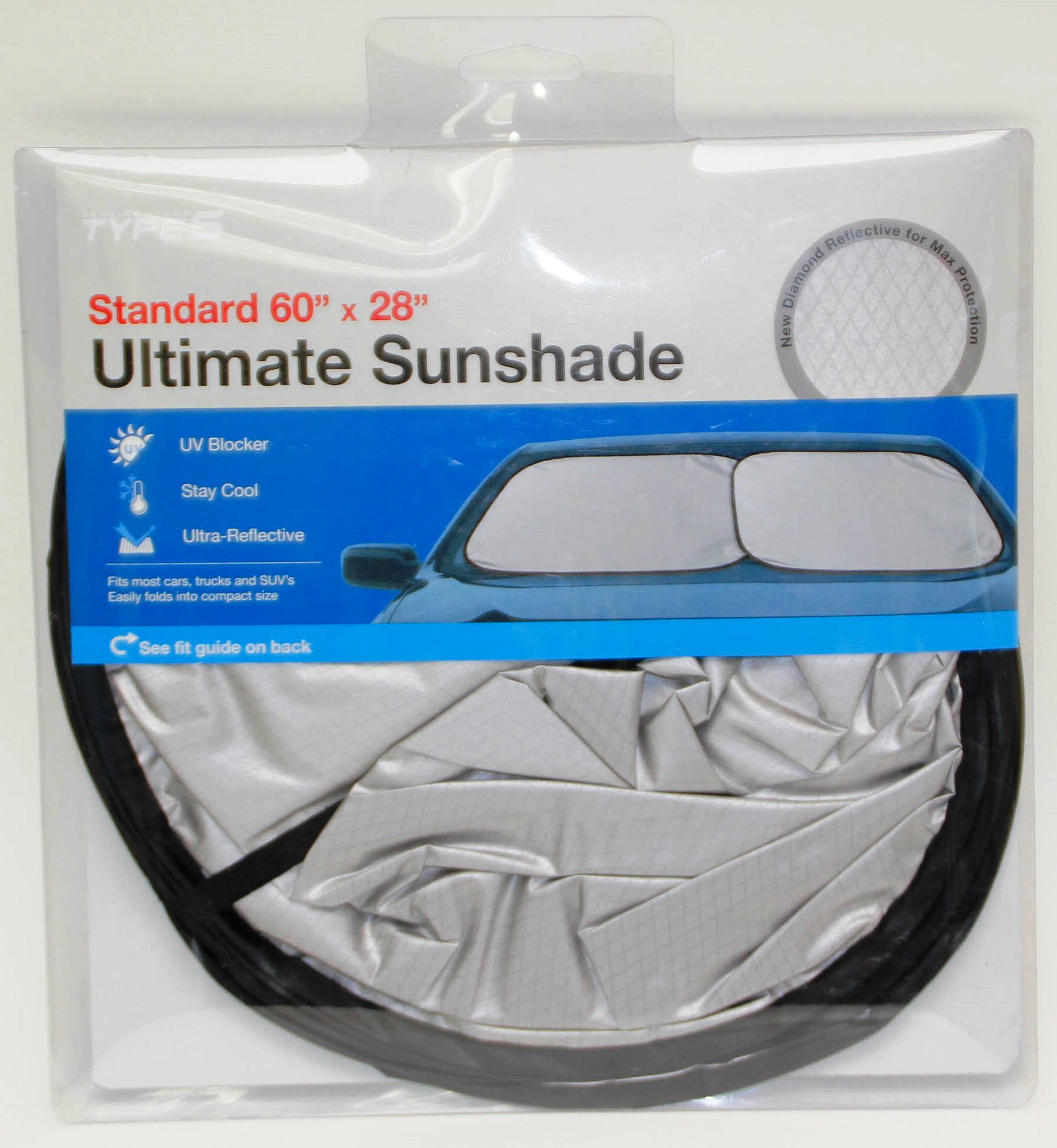 Type S Ultimate Sunshade Standard 60”x 28”, Silver NEW