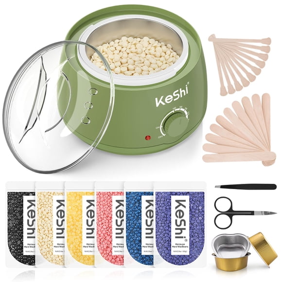 Kit de Depilación KeShi Calentador de Cera 500 ml con 6 Bolsas de Cera en Perlas