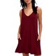 thumbnail image 2 of Vestido de mujer con cuello en V, camiseta informal, vestido sin mangas con bolsillo de color sólido, rojo vino, XL Inevent AP002054-04, 2 of 5