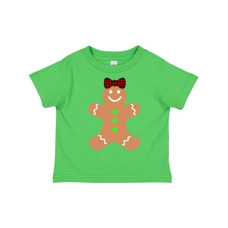 

Inktastic Cute Gingerbread Girl with Red Plaid Bow Gift Toddler Boy or Toddler Girl T-Shirt