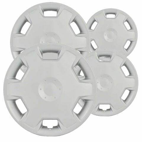 Fuel Rider Set of 4 15 inch Silver Snap-On Hubcaps With 6 Hole Compatible With 2007-2009 Nissan Versa Standard Steel Wheel Covers