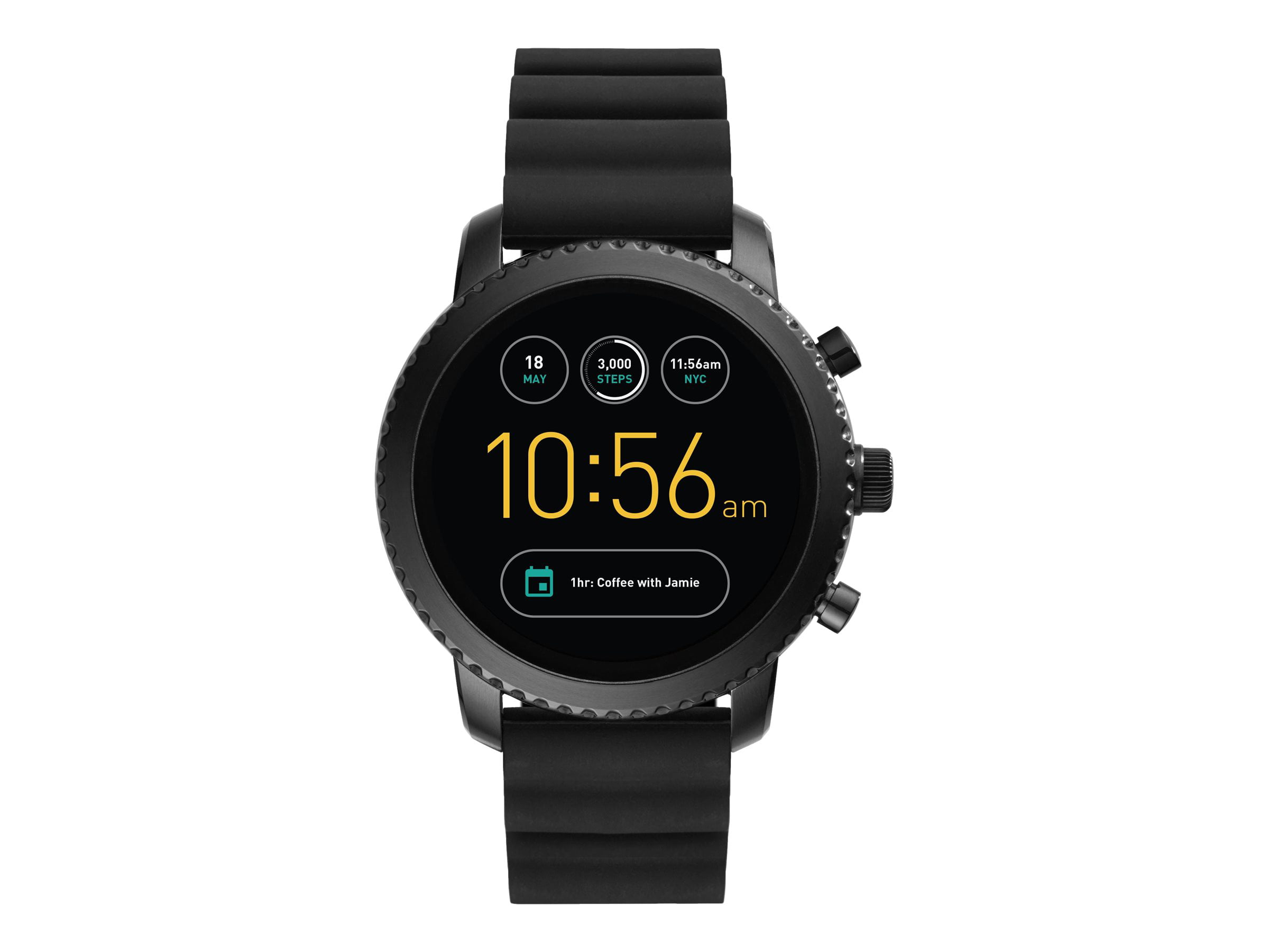 Uddrag Rekvisitter Gutter Fossil Q Explorist Gen 3 - 46 mm - black - smart watch with strap -  silicone - black - 4 GB - Wi-Fi, Bluetooth - Walmart.com
