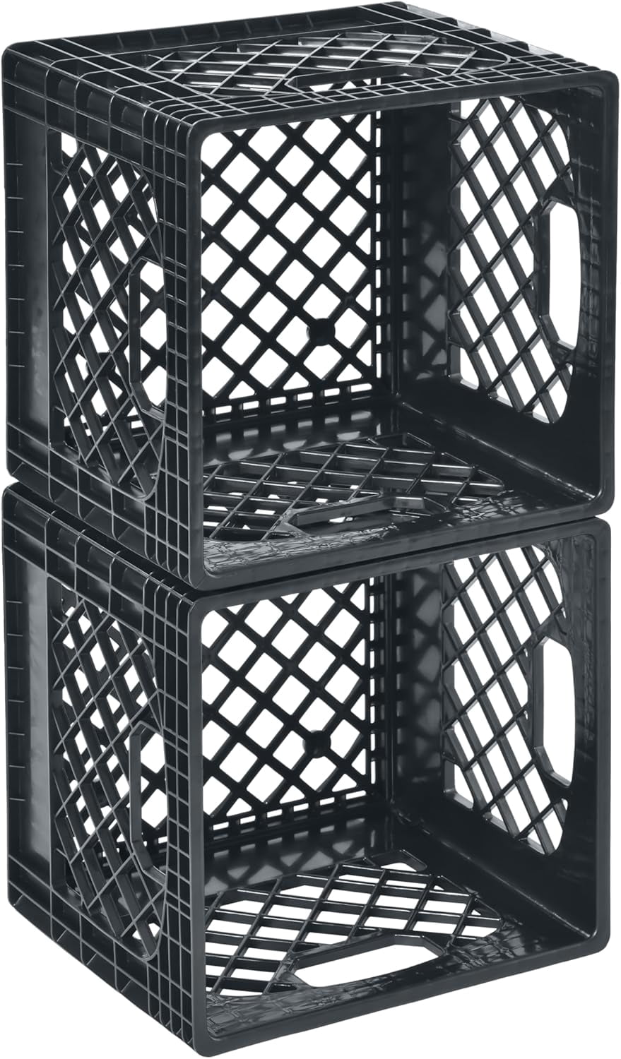 Gorilla Crate 16QT 2 pack Milk Crate, Gray, Heavy Duty Plastic