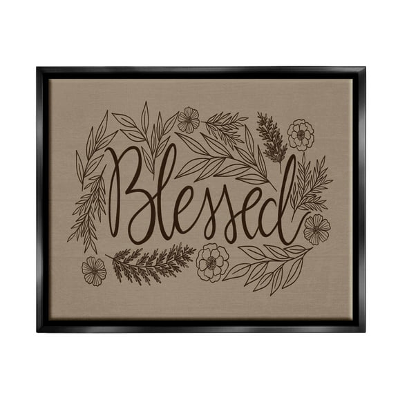Blessed Flower Botanical Border Botanical & Floral Graphic Art Jet Black Framed Art Print Wall Art
