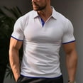 thumbnail image 3 of Men's Cotton Polo with Two-Tone Stripe on Cuffs, 3 of 14