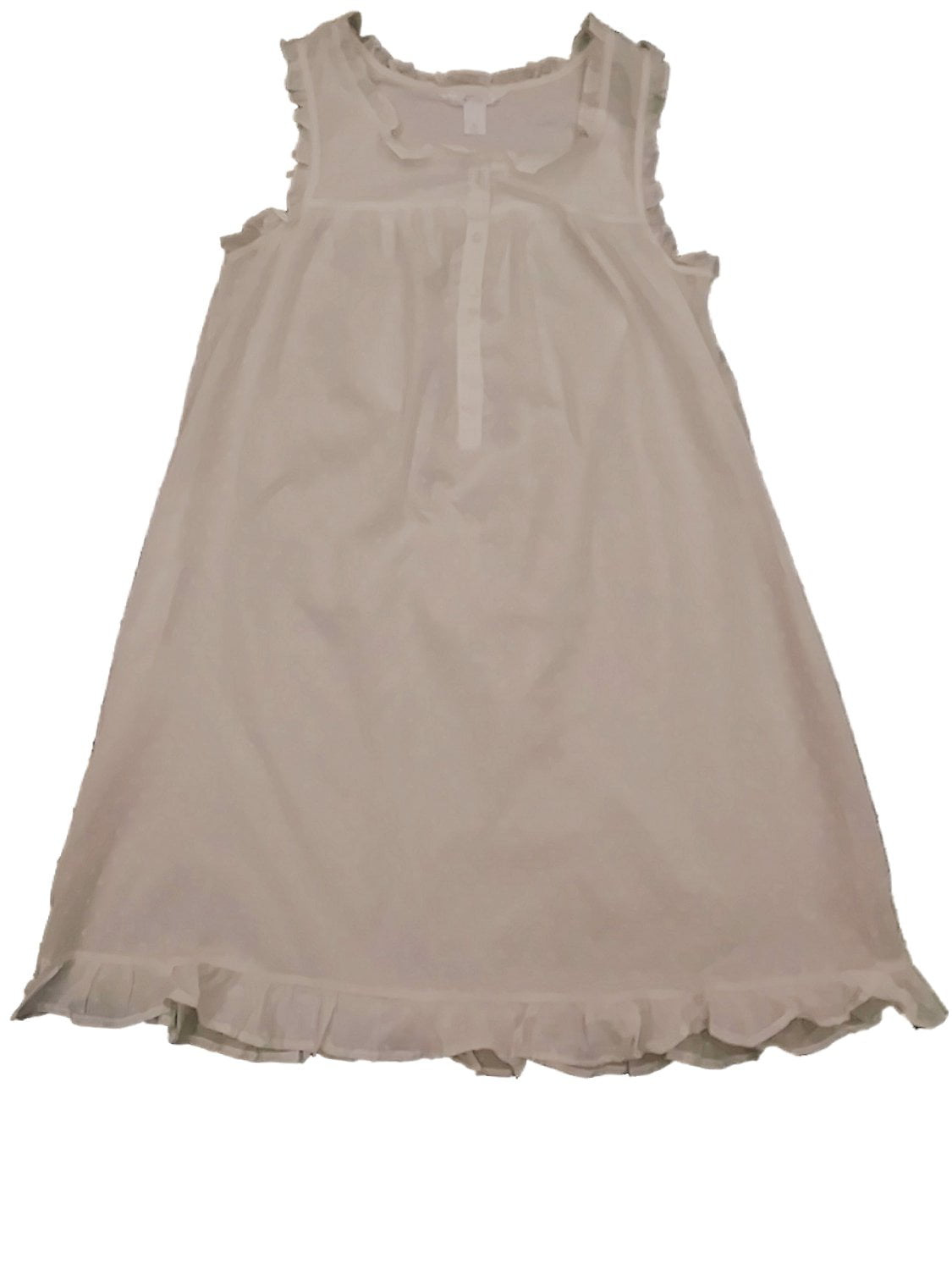 Adonna - Womens Dimpled White Cotton Nightie Night Gown Tank Top Sleep