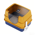 thumbnail image 3 of imerelez Stainless Steel Cat Litter Box with Lid :Non-Sticky Metal Pan with High Sided & Scoop, Odor Free, Front & Top Entry, Anti-Leakage, Easy Cleaning, Pink, 3 of 8