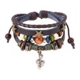 thumbnail image 4 of Xuanheng PU Leather Beaded Bracelet Musical Note Charm Bracelet for Gift Dating Daily Brown, 4 of 8