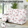 thumbnail image 2 of COEQINE Recliner Chair Cover 3 Seater Washable Recliner Sofa Slipcover 8 Pieces Universal Reclining Couch Cover with Pocket for 3 Cushion Reclining Sofa, Pink Bow Ribbon, 2 of 8