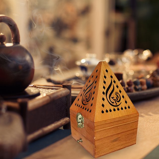 Pirámide de madera antigua Caja de aromaterapia Quemador de incienso Decoración interior del hogar (A) Ndcxsfigh Nuevos Originales