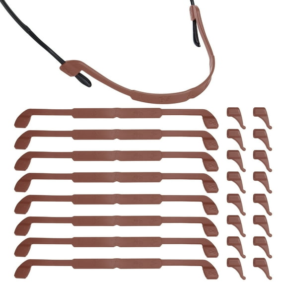 Glasses Strap 8Pcs Silicone Sports Eyeglass Strap Sunglasses Holder Elastic Sunglasses Eyewear Retainer with Ear Grip for Men Women, Brown