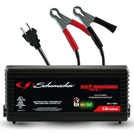 Schumacher Electric 1.5A Car Battery Charger and Maintainer, 6V/12V Sport, Auto, and Marine Batteries, SC1355