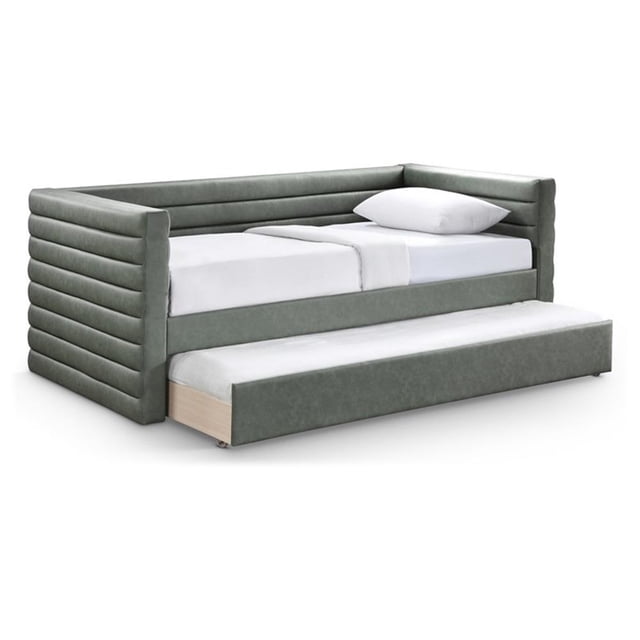 Pemberly Row Contemporary Soft Green Vegan Leather Twin Daybed