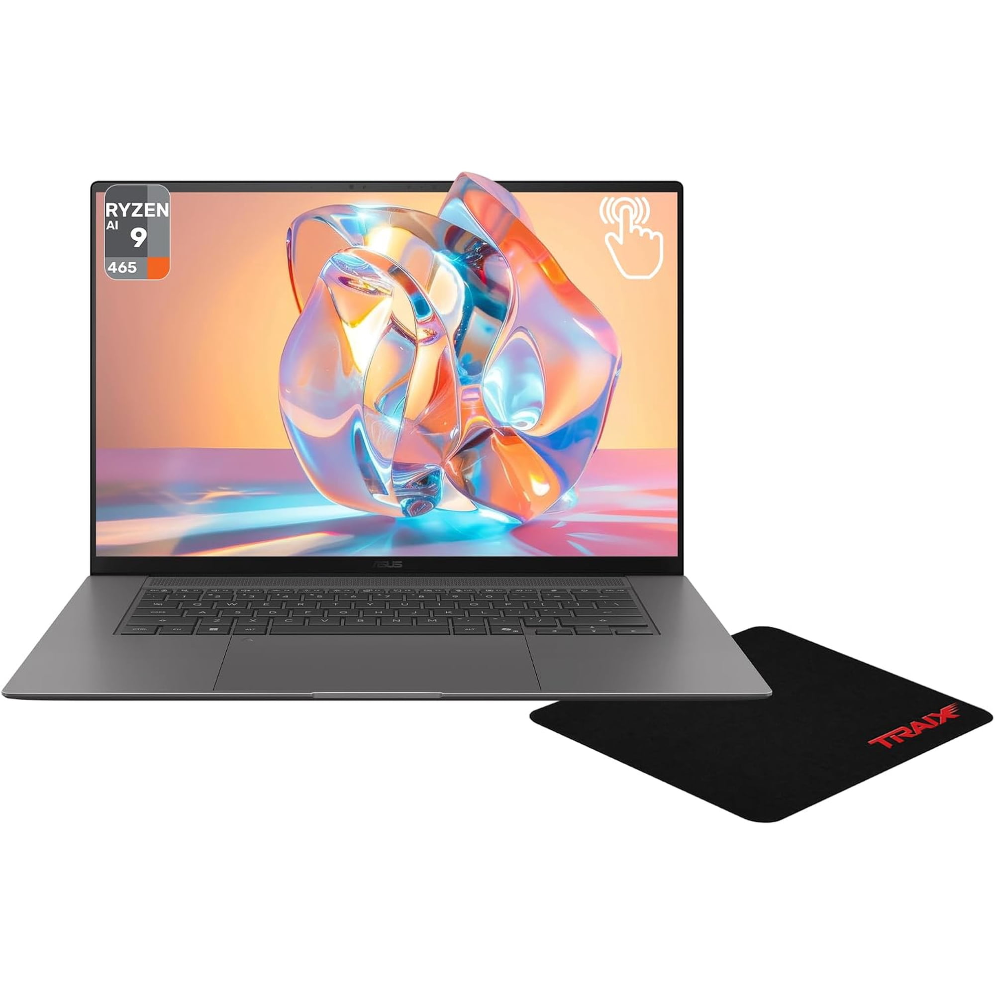 Asus Zenbook S16 Copilot+ Laptop, AMD Ryzen AI 9-465, 32 GB LPDDR5x RAM, 1 TB PCIe SSD, 16" 3K (2880x1800) Touchscreen, AMD Radeon Graphics, Backlit Keyboard, W11 Home, Antrim Gray+ Traix MousePad