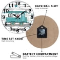 thumbnail image 7 of 12 Inch Wall Clock, Happy Camper Clock Wooden Round Wall Clocks with Silent Non-Ticking Quartz Movement, Battery Operated, Art Decor Hanging Clock for Kitchen, Bathroom, Bedroom, Living Room, 7 of 7
