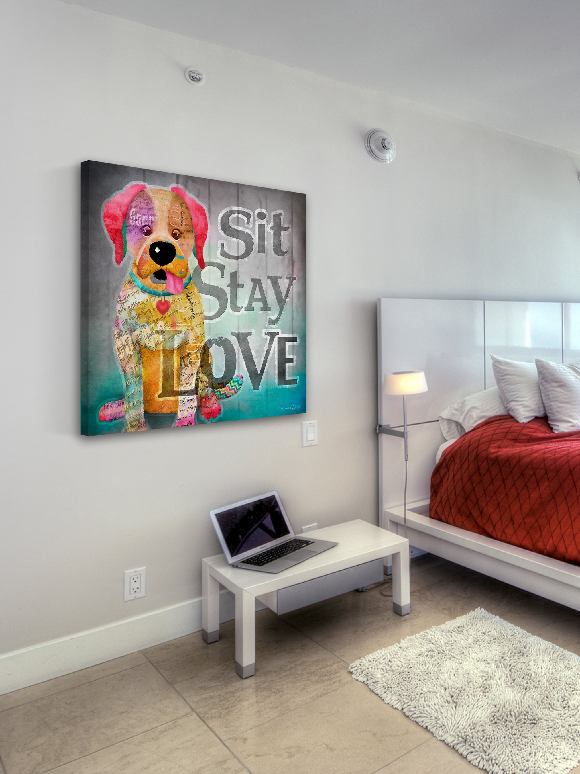 "Sit Stay Love" Painting Print on Wrapped Canvas