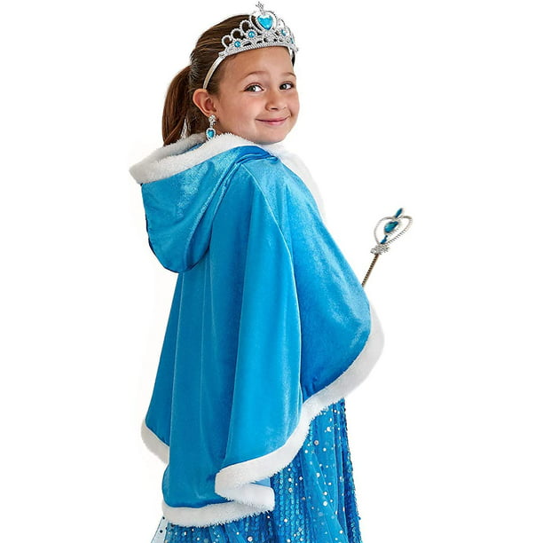 Snow Princess Cape – Kids Ice Blue Cape with Hood, Children’s Warm ...