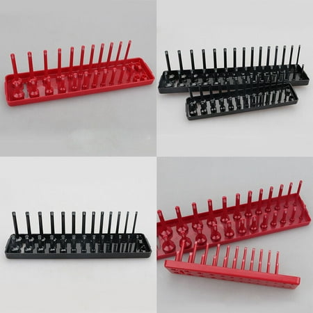 6Pc Socket Organizer Storage Holder Tool Set Tray Rack Metric SAE 1/4 3/8 1/2