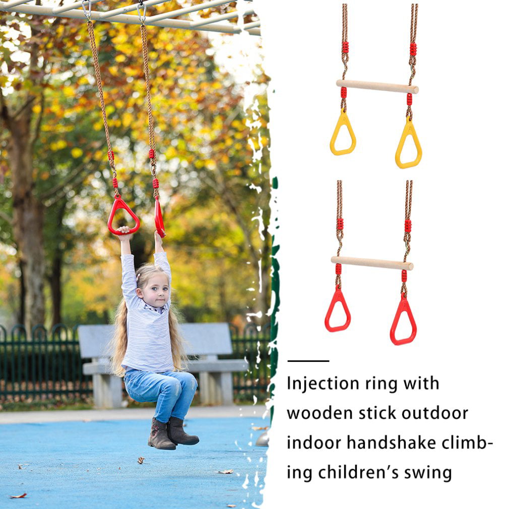 Multifunction Kids Adult Wood Trapeze Swing with Plastic Rings FX 