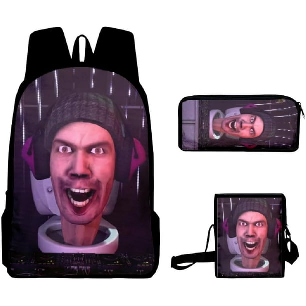 Boss 3 uds Skibidi-Conjunto de mochilas para inodoro, bolsas informales de tela Oxford para músico Harajuku, bolso de moda de viaje, mochilas de viaje