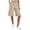 Beige, variant on Womens Long Shorts with Slits Pockets Drawstring Elastic Waist Linen Knee Length Summer Casual Sweat Short (L, Khaki)