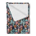 thumbnail image 2 of Tropical Soft Flannel Fleece Blanket, Ornamental Jungle Elements Cartoon Style Hawaiian Flora on Blue Toned Background, Cozy Plush for Indoor and Outdoor Use, 50" x 60", Multicolor, by Ambesonne, 2 of 5