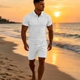 thumbnail image 4 of GrmtClth Mens Classic Polo 2 Piece Set Solid Short Sleeve Shirt and Elastic Waist Shorts Casual Breathable Daily Athletic Outfit White 3XL, 4 of 6